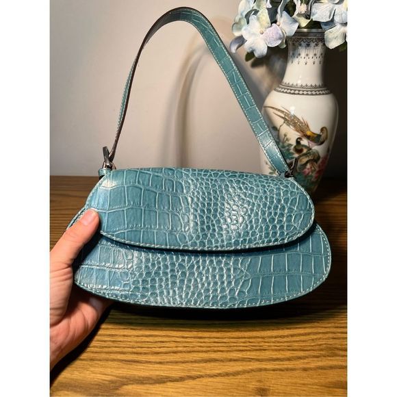 Mini bag Y2k turquoise vegan alligator skin - Picture 1 of 8